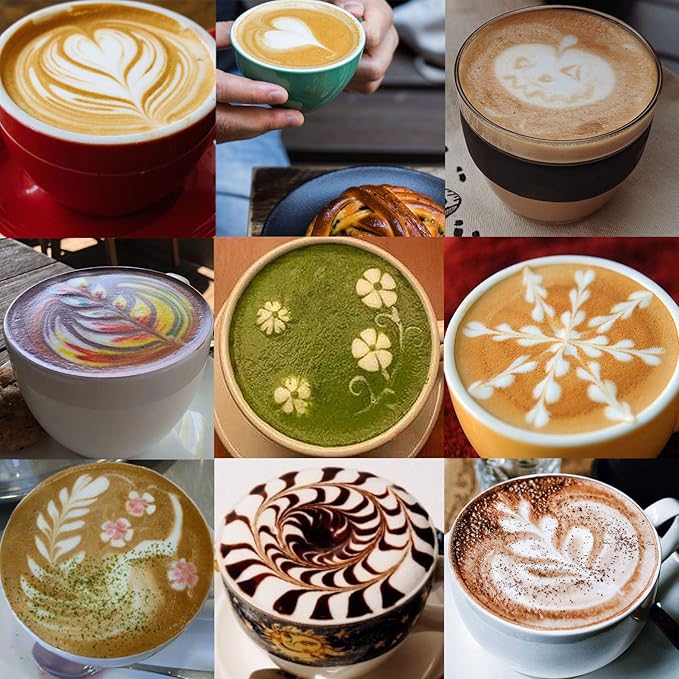Milk Frothing Pitcher, 20oz Espresso Steaming Pitchers Stainless Steel Cappuccino Coffee Machine Accessories Barista Tools Steam Froth Pitchers Milk Jug Cup with Decorating Pen Latte Art, Rainbow