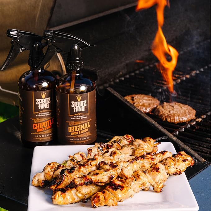 Spritz King Culinary Basting Spray: For Grilling, Smoking, Air Frying - Delicious Dark Bark, Flavorful Crust & Moisture-Sealing Power - Great on Meats or Veggies - Variety Pack of 2 (16 Oz ea)