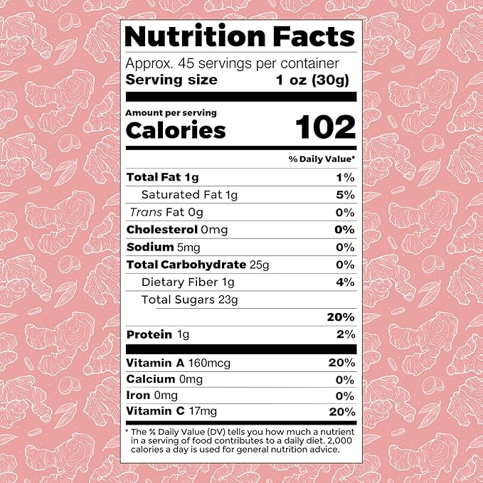 Fuel by Nature Dried & Crystallized Ginger Healthy Snack, High Energy Treats for Snacking, Bulk Dried Candied Ginger, 3 lb