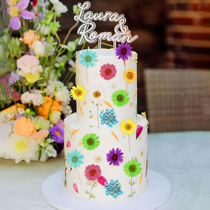 JeVenis Rainbow Wildflower Cake Toppers Wildflower Decor Baby In Bloom for Baby Shower Birthday Bridal Shower Wedding Party Decoration