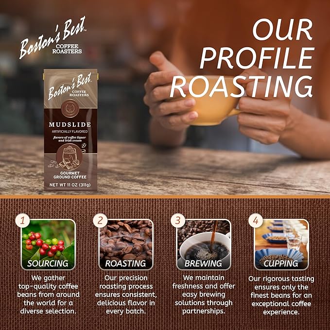 Boston???Best - Mud Slide Flavored Delicious Gourmet Coffee, Premium Ground Coffee, 11 oz. / 311g Bag