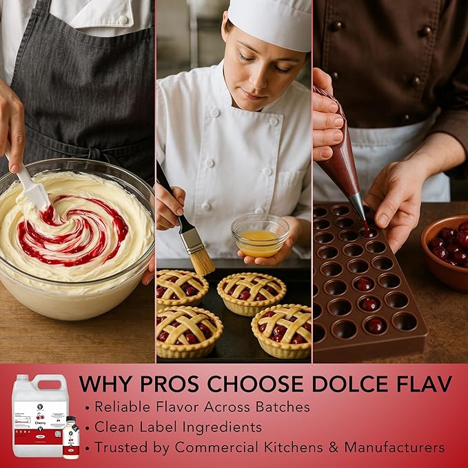 Dolce Flav Cherry Flavoring ??32 oz. ??Premium Oil-Based Extract for Chocolates, Frostings, Baked Goods & Confections | Classic Sweet Flavor for Bakeries & Candy Shops