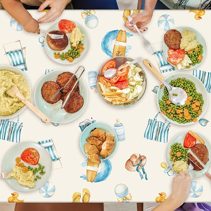 Baby on Board Baby Shower Party Tablecloths - 3Pcs Splish Splash Baby Bash Birthday Table Cover Party Decorations, Rectangular Plastic Disposable Table Cloth Decor for Birthday Summer Event
