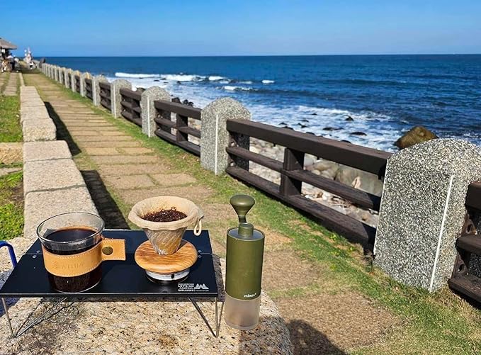 ATHIA glass pour over coffee maker set, minimalist drip coffee maker with reusable cloth filter, glass coffee dripper, walnut lid & leather sleeve for single cup manual brewing (Walnut Wood)