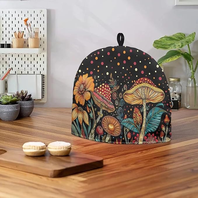 Mushroom Print Tea Cozy Cover Warmth Keep Tea Kettle Cover Teapot Cozy Tea Pot Cozies Heat Resistant Teapot Protector Home Kitchen Accessories D챕cor
