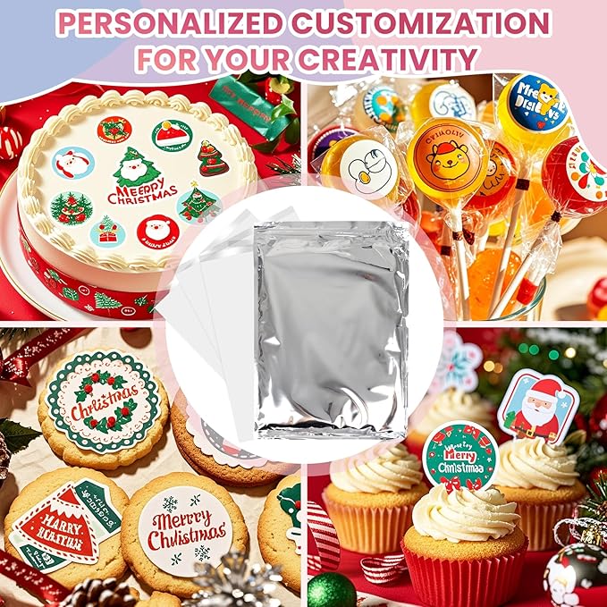Derzio 25 pcs A4 11.7" x 8.3" Frosting Sheets, Icing Sheets, Edible Paper for Cakes Printable, Sugar Sheets, Cake Edible Sheets, Edible image Paper for Cake Toppers, Cakes, Cookies & Decor