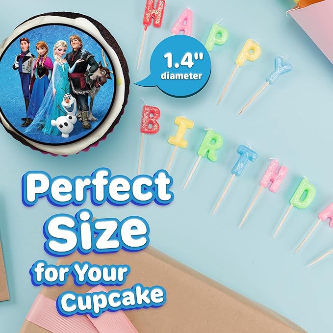 30 x Edible Cupcake Toppers ??Winter Princess Party Collection of Edible Cake Decorations | Uncut Edible Prints on Wafer Sheet