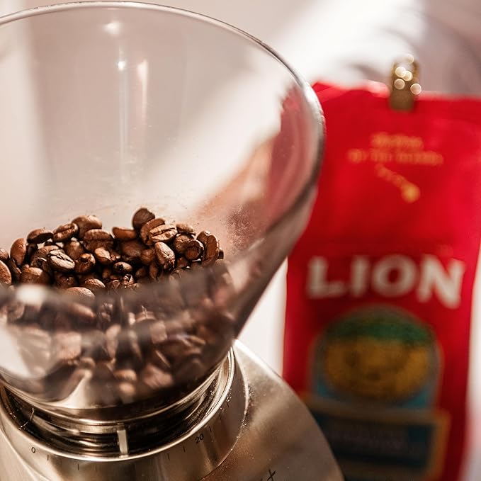 Lion Coffee, Arabica Coffee Beans, Light Roast Whole Bean Coffee, Vanilla Macadamia Flavor, A Taste of Aloha, 10 Ounce Bag
