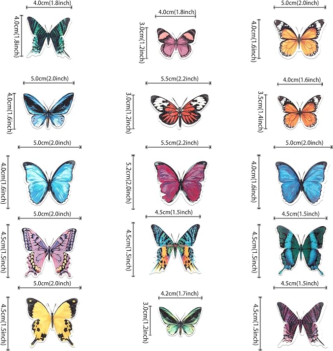 Rsstarxi 60 Pack Edible Butterfly Cake Decorations, Wafer Paper Butterfly Cupcake Toppers Butterfly Birthday Party Decorations for Baby Shower Wedding Anniversary Party Decorations Supplies