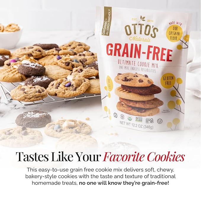 Otto's Naturals Grain-Free Ultimate Cookie Mix, 12.2 Oz., Top 9 Allergen-Free, Organic Cassava Flour, Gluten Free, Non-GMO, Vegan, Plant-Based