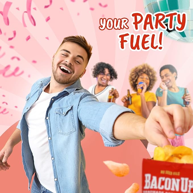 Bacon Up - Handmade Crunchy Healthy Potato Chips - No Preservatives, No Seed Oils, Gluten Free, Healthy Snacks for Adults - 5oz (4 Snack Packs) by Rusty's Chips