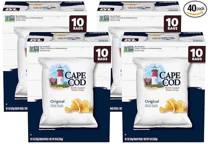 Cape Cod Potato Chips Original, 1 Oz, 10 Ct (Pack of 4)