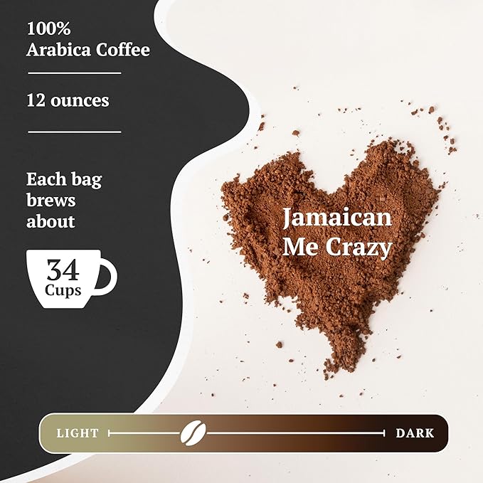 Couple?™s Coffee Ground Coffee | Gives Back to Military Families | Jamaican Me Crazy | Vanilla, Caramel, and Rum Flavored Coffee | Made with 100% Arabica Beans | 12oz bag brews about 34 cups