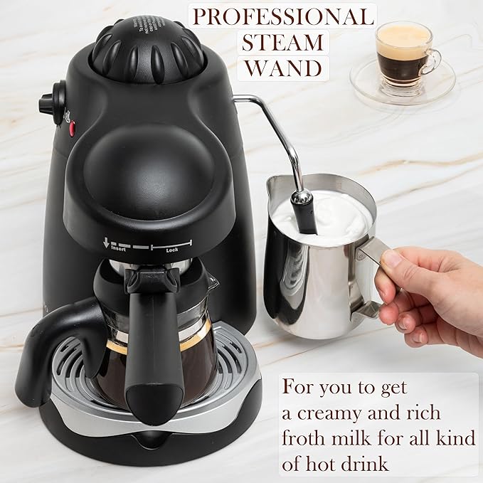 Mixpresso Espresso Maker, 3.5 Bar Espresso Machine With Milk Frother, 4 Cup Espresso/Cappuccino Maker, 800w Coffee Maker With Glass Carafe, Latte and Cappuccino Machine