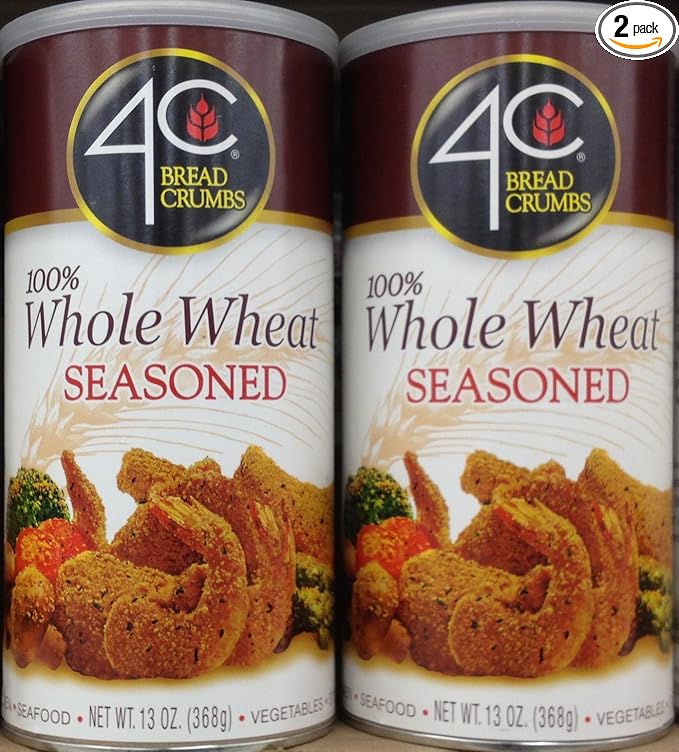 4C Premium Bread Crumbs, Whole Wheat Seasoned with Pecorino Romano Cheese, Flavorful Crispy Crunchy, Value Pack (Whole Wheat Seasoned, 13 Ounce (Pack of 2))