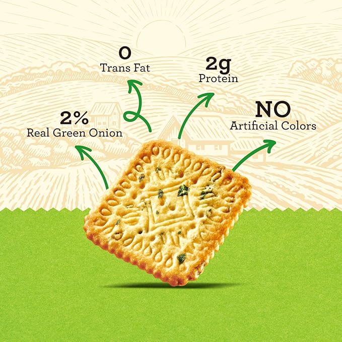 Vloong Green Onion Flavor Thin Crackers, Individual Packs with Versatile Flavors, Healthy Snacks, Thin & Crispy (1 Pack, 6.3 Ounce)