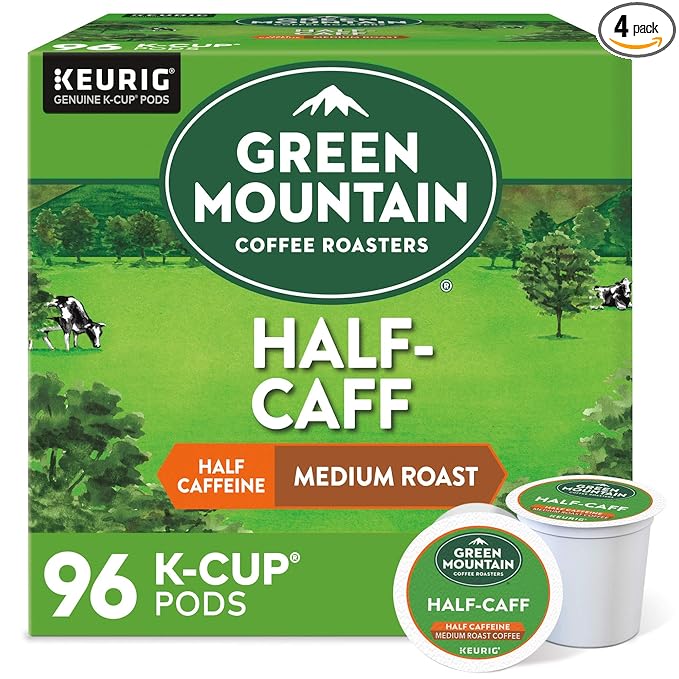 Green Mountain Coffee Roasters Half Caff Coffee, Keurig Single-Serve K-Cup pods, Medium Roast, 96 Count