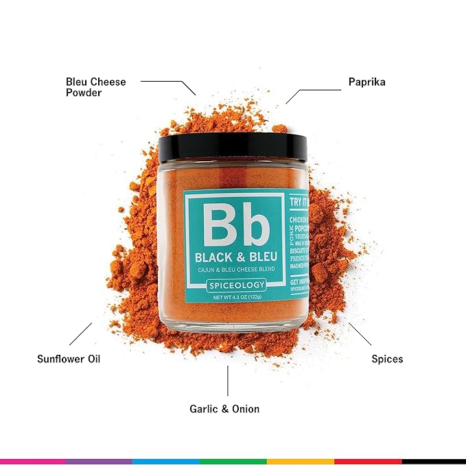 Spiceology ??Cajun Seasoning ??Gourmet Blend of Real Bleu Cheese & Blackening Spices ??Perfect for Chicken, Steak, Burgers, Seafood & More ??4.3 oz