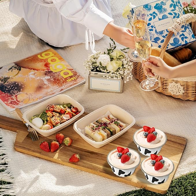 100 Pcs Aluminum Foil Baking Cups with Lids,5oz cupcake liners with lids,Disposable Ramekins Mini Cake Containers Tin Mini Muffin Liners for Wedding Christmas Party (Cow Print)