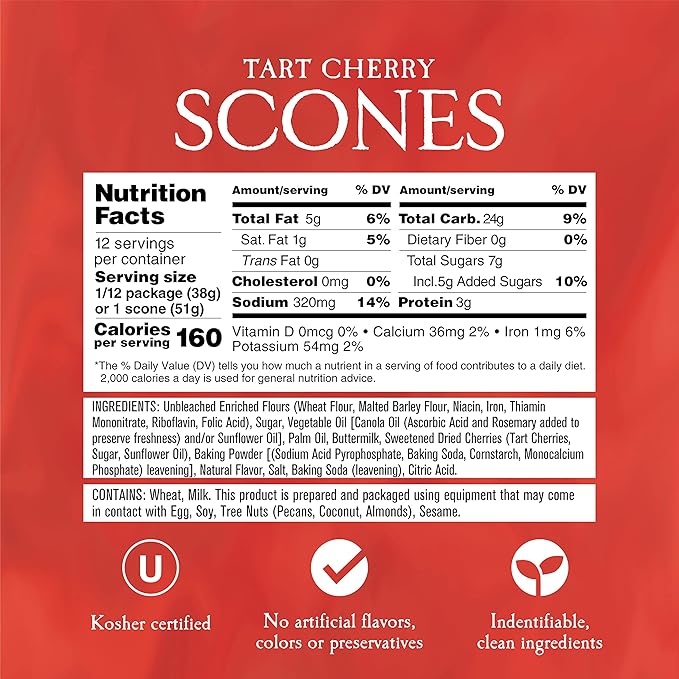 English Scone Mix, Tart Cherries by Sticky Fingers Bakeries ??Easy to Make English Scones Fresh Baked, Makes 12 Scones (1pk)