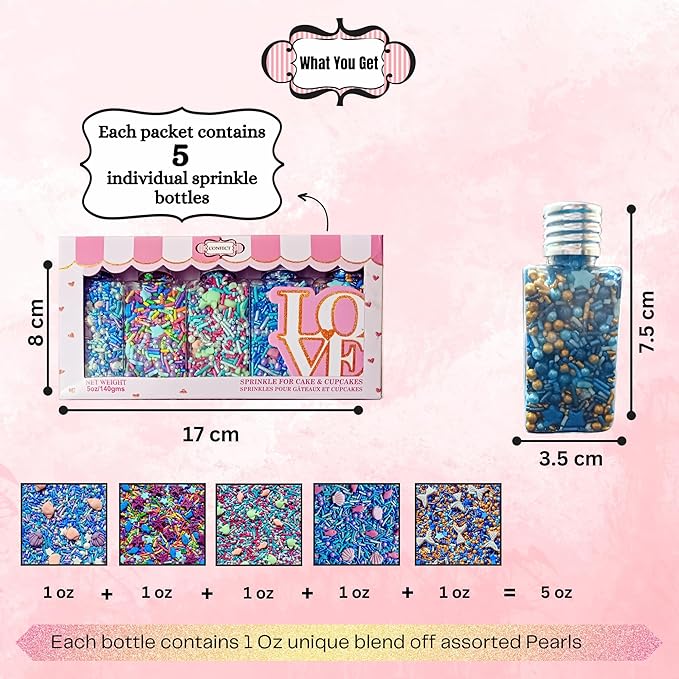 DecoratingConfect Under the Sea Sprinkle Mix Set ??Starfish, Shell & Fishes -5 Assorted Pastel Blends for Cake, Cupcake & Cookie Decorating ??Ocean-Themed Edible Decorations -Vegan, Gluten-Free, Nut-Free, Soy-Free, Dairy-Free, Palm Oil-Free -5 Oz