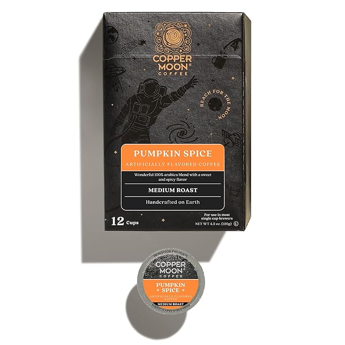 Copper Moon Single Serve Coffee Pods for Keurig K-Cup Brewers, Medium Roast, Pumpkin Spice Blend, 12 Count