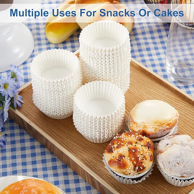 Zonon 1000 Counts Cupcake Liners for Baking Liners Paper Cupcake Wrappers Bulk Cup Cake Cases Muffin Baking Paper Cups for Candy Cooking(White,1.18 x 0.79 Inch- Mini Size)