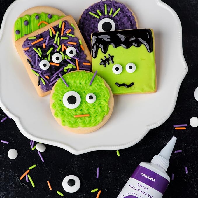 Sweets Indeed Monster Cookie Decorating Kit ??14.59 oz Halloween Cookie Kit with 8 Cookies, 2 Frosting Tubes, 1 Icing Tube, Sprinkles & Candy Eyeballs ??DIY Halloween Decorating Set for Kids & Families