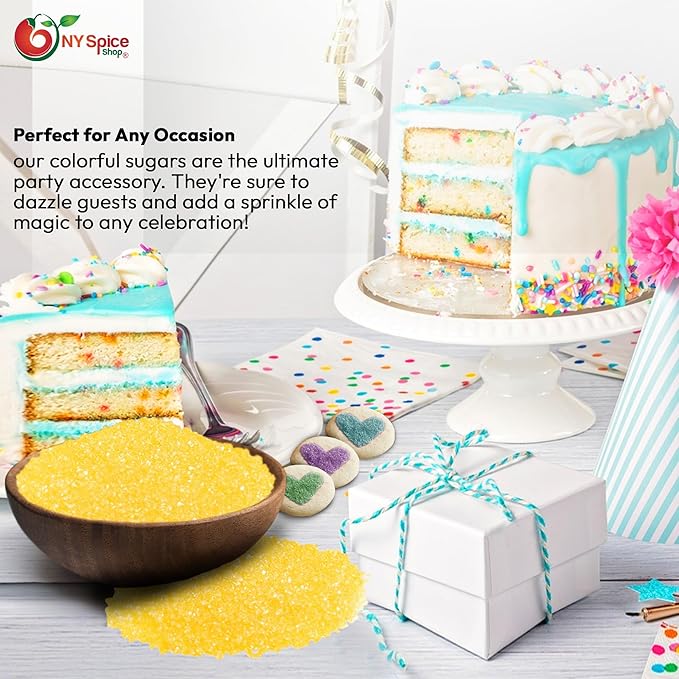 NY Spice Shop Yellow Sanding Sugar - 1 Pound Sweet Colorful Edible Sprinkles For Candy Dish - Sugar Sprinkles For Cake Decorating Cookies Basket & Dishes