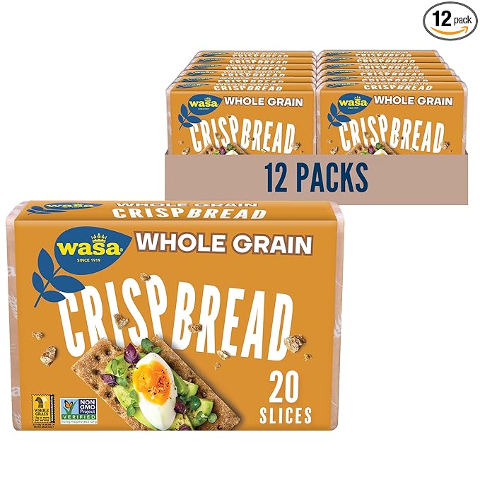 Wasa Whole Grain Crispbread, 9.2 oz (Pack of 12), Crackers, Non-GMO Ingredients, Fat Free, Made with 100% Whole Grains