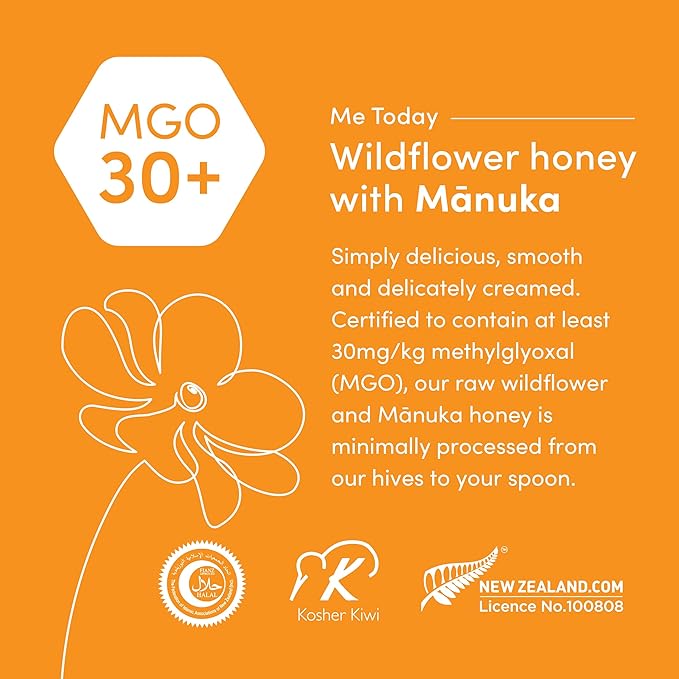 me today - Wildflower Honey with Manuka MGO 30+ from New Zealand (8.8 oz) Authentic, Raw & Unpasteurized