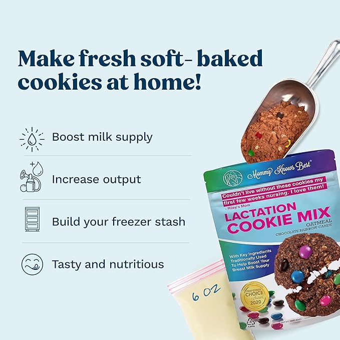 Lactation Cookies Mix - Oatmeal Breastfeeding Cookie Supplement Support for Breast Milk Supply Increase (Rainbow Candy) 16oz