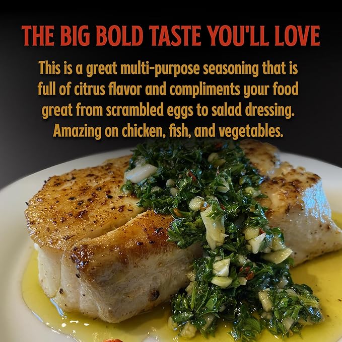 Big Poppa’s Desert Gold Seasoning — Irresistible Lemon & Mediterranean Flavors Blend — Gluten-Free Spice Mix — Chicken & Fish Seasoning for Cooking with Citrus Flavor (11.5 Oz)