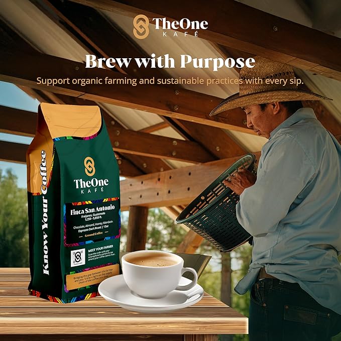 TheOne Kafé Guatemala Dark Roast Ground Coffee ??Organic, Single Origin, Premium Specialty Coffee and Ethically Sourced ??Fresh Roasted for Espresso, Drip, Pour Over ??12 oz (Pack of 2)