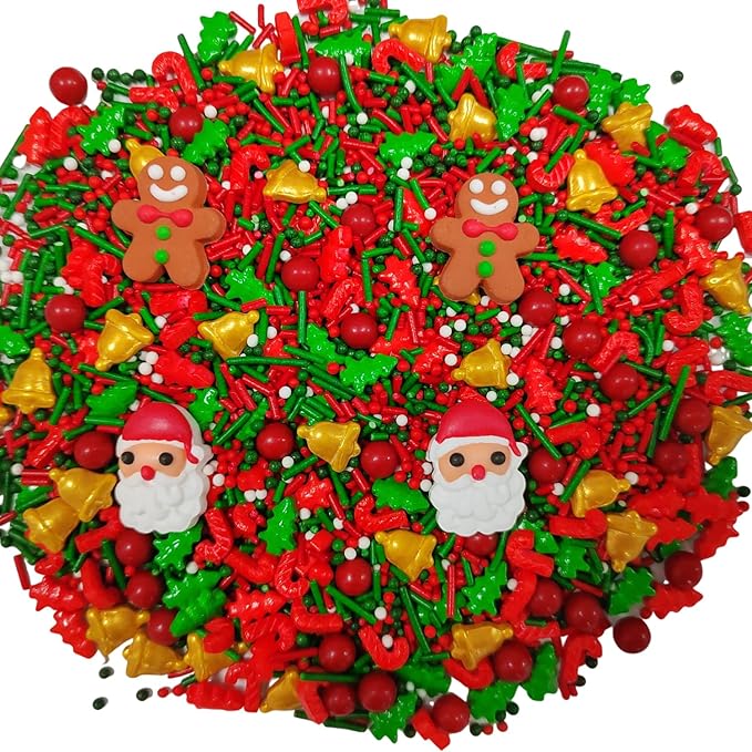 Christmas Santa Claus Sprinkles for Cake Decorating Gingerbread Man Sprinkles Red Green Sugar Sprinkle for Cake Decorations Cupcake Toppers Baking Cookie Decorating Ice Cream Celebrations