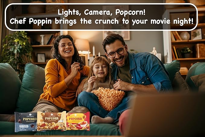 CHEF POPPIN Asian-Style Gourmet Flavored Popcorn, Non-GMO Corn, All Natural, Brown Sugar Boba Milk Tea, 50g, 1.76 oz