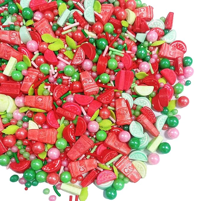 Sentovac Summer Watermelon Sprinkle Edible Cake Decorating Watermelon Peals Mix Sprinkle for Cake Cupcake Topper Cookie Baking Decorations Party Birthday Supplies