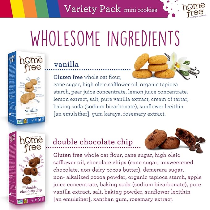 Homefree Treats — Vegan Cookies Variety Pack – Allergy Safe School Snacks – Peanut Free, Gluten Free, Egg Free, Dairy Free – Yummy Crunchy Cookie Assortment, Kosher Pareve (6 Count)