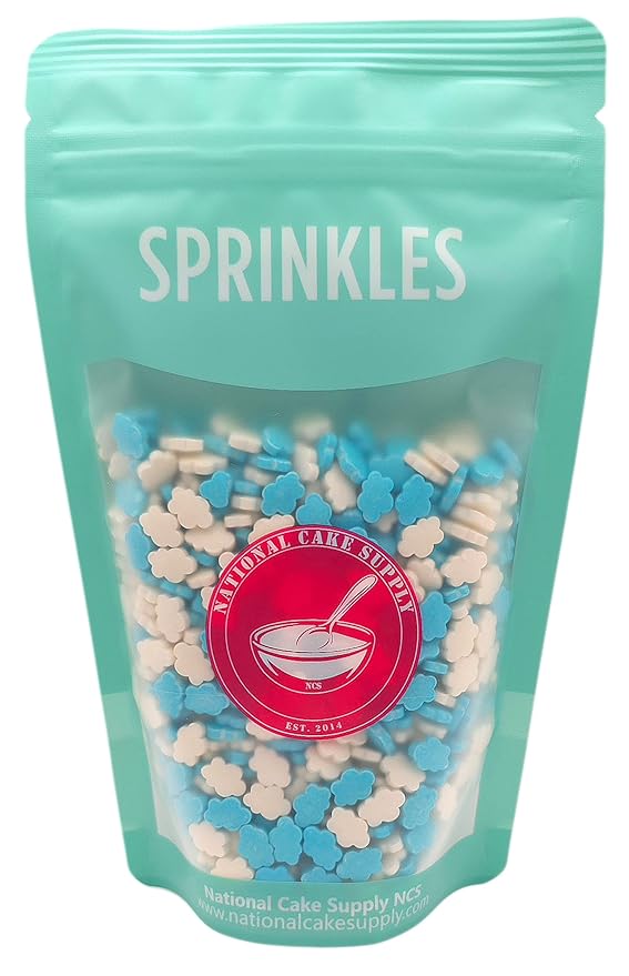NCS Blue and White Cloud Edible Candy Sprinkles, 8 ounces - Great for Cupcakes, Cookies, Cakes, Cakes Pops, Donuts