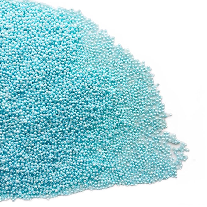SE Si&Moos Nonpareil Sprinkles, 2mm Light Blue Mini Edible Pearls Baby Blue Sprinkles for Cake Decorating Halloween Cookie Decorations Wedding Shower Party Christmas Holiday Supplies 3.5 OZ