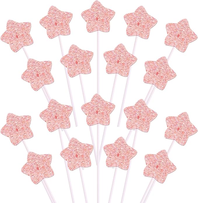 30 Pack Star Cupcake Topper Twinkle Twinkle Little Star Cupcake Picks Kids Birthday Wedding Engagement Baby Shower Cake Decorations Party Supplies Pink