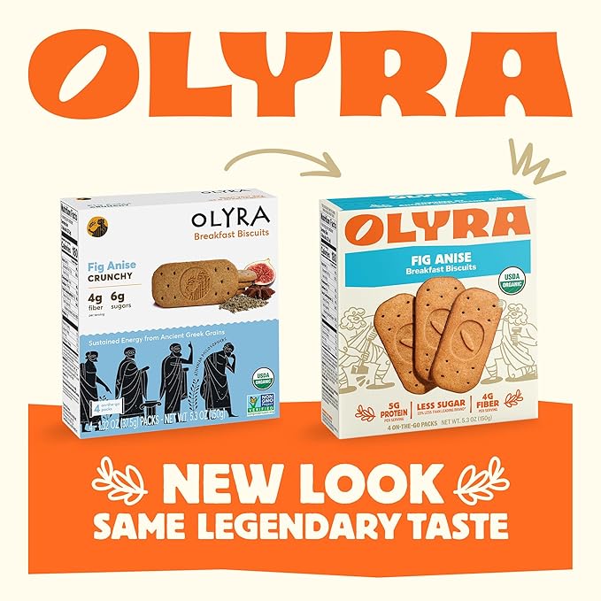 Olyra Organic Breakfast Biscuits - Fig Anise - Healthy Snacks for Adults - Office Snacks - Healthy Cookies - High Fiber Snack - Natural Energy Breakfast Biscuit 24 Packs