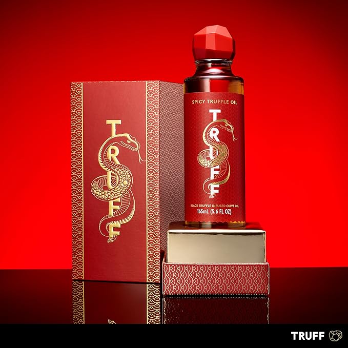 TRUFF Spicy Black Truffle Oil - Black Truffle Infused Olive Oil - Gourmet Dressing, Seasoning, Marinade, or Drizzle, Non-GMO, Gluten-Free, 5.6 fl.oz