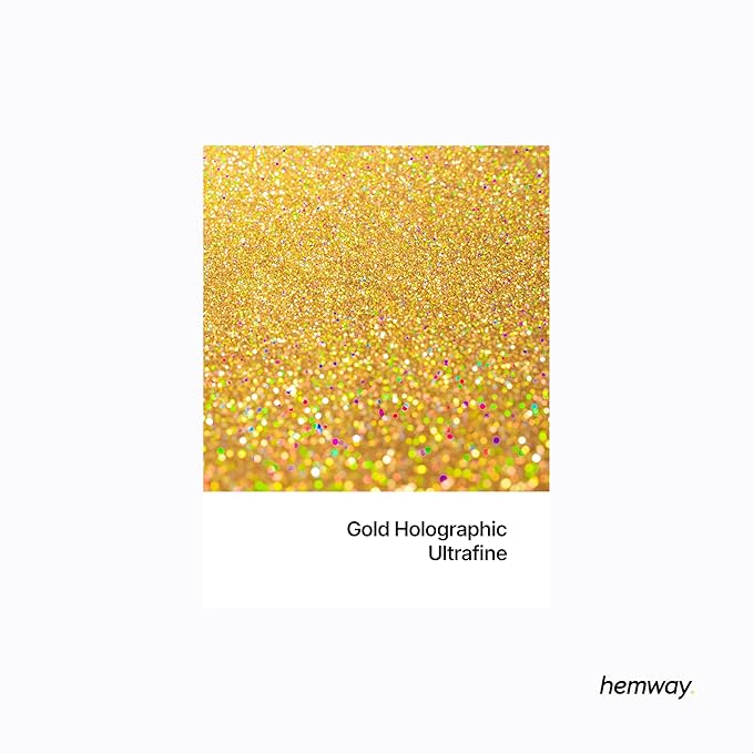 Hemway Premium Glitter Shaker - Gold Holographic | Ultrafine Metallic Flake Sequins for Resin & Epoxy Crafts | Craft Supplies for Tumblers, Festival, Hair, Face, Body, Eye & Nail Art | 130 g