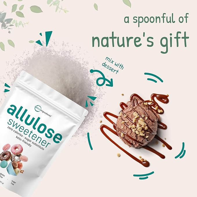 Allulose Sweetener, 3 Pounds (48 Ounces), Zero Calorie, Plant Based Sugar Alternative, No After Taste, Best for Coffee, Drinks, Tea, Cooking and Baking, Keto Diet and Vegan Friendly