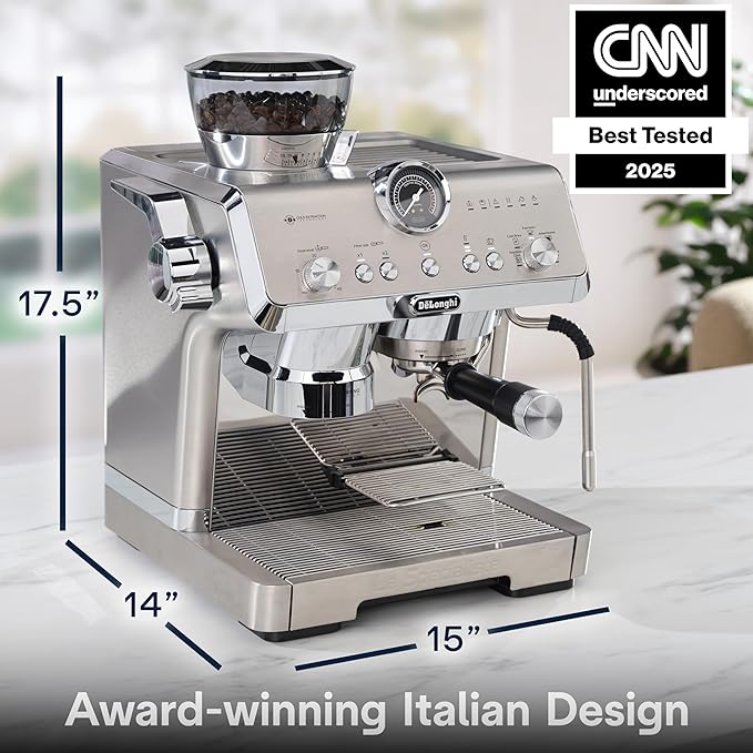 De'Longhi La Specialista Opera Espresso Machine ??Cold Brew & Espresso Maker with Smart Tamping, Burr Grinder, Milk Steam Wand/Frother & 19-Bar Pressure ??For Lattes & Cappuccinos