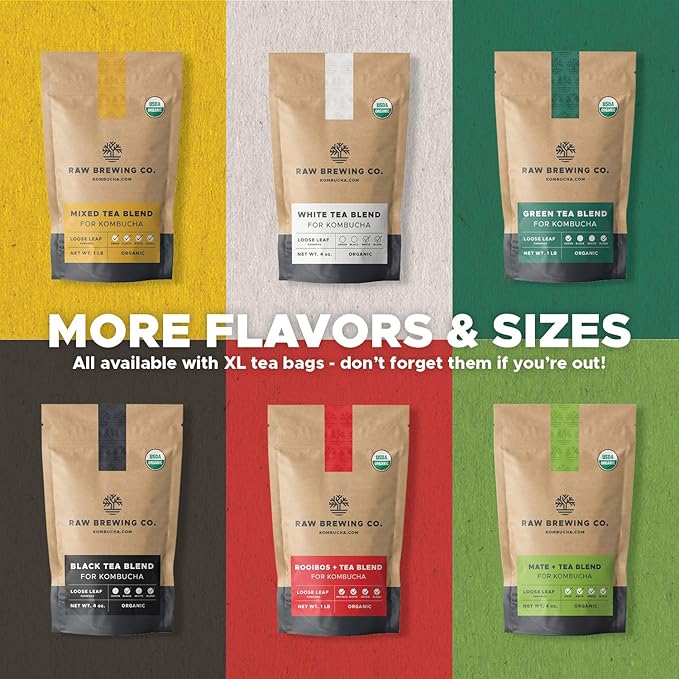 Kombucha.com Certified Organic Loose Leaf Tea - Kombucha Brewing Blends (Mixed Tea Blend, 8 Ounce). Makes up to 25 gallons.