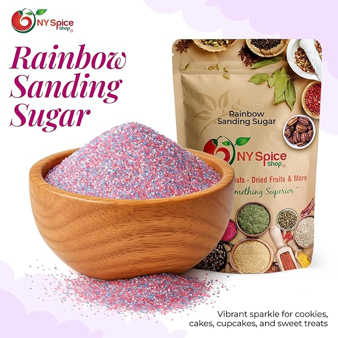 NY Spice Shop Rainbow Sanding Sugar - 1 Pound Sweet Colorful Edible Sprinkles For Candy Dish - Chocolate Sprinkles For Cake Decorating Cookies Basket & Dishes