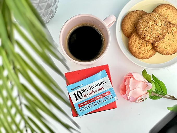 Mushroom Coffee Instant with 10 Mushrooms - 15 Single Packets with Reishi, Lion's Mane, Chaga, Turkey Tail, Cordyceps Mushrooms - Nootropic Mushroom Coffee for Energy Vegan Shroom Coffee