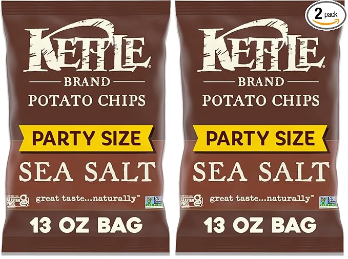 Kettle Brand Potato Chips, Sea Salt Kettle Chips, 13 Oz (Pack of 2)